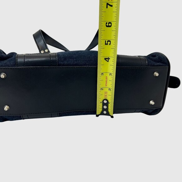 Roxy Womens Blue Denim & Black Faux Leather Handbag  Dual Handles & Zip Closure - Picture 9 of 10